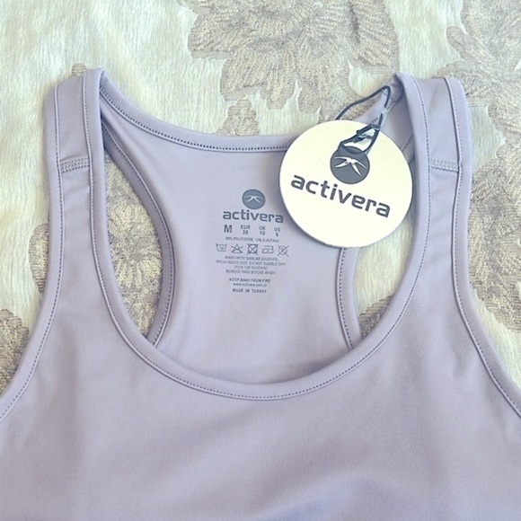 Brand New Activera Sports Bra Padded Racerback Cropped Workout Tank Light Purple - Picture 4 of 16